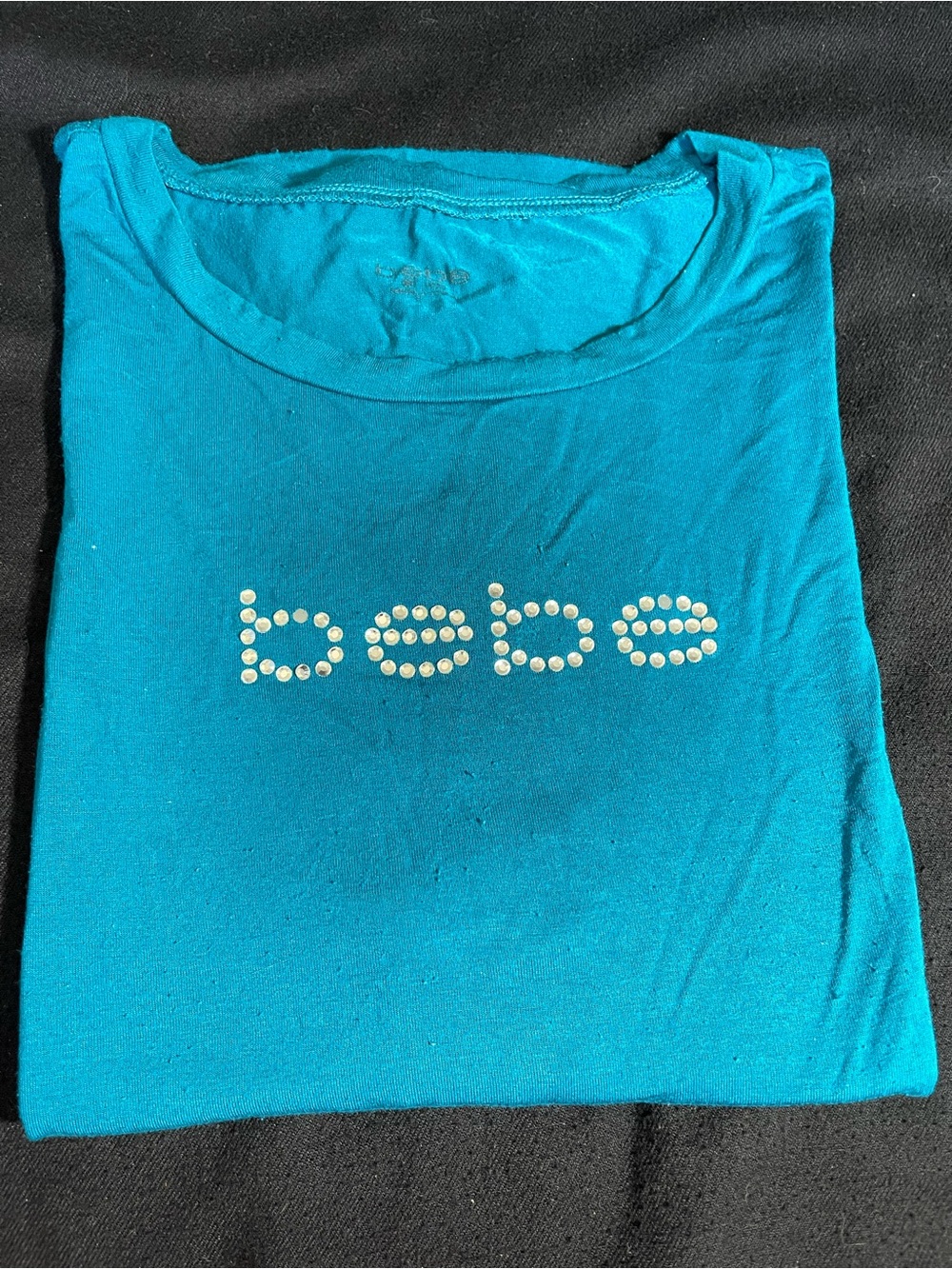 bebe Teal Short Sleeve Tee with Studded Logo